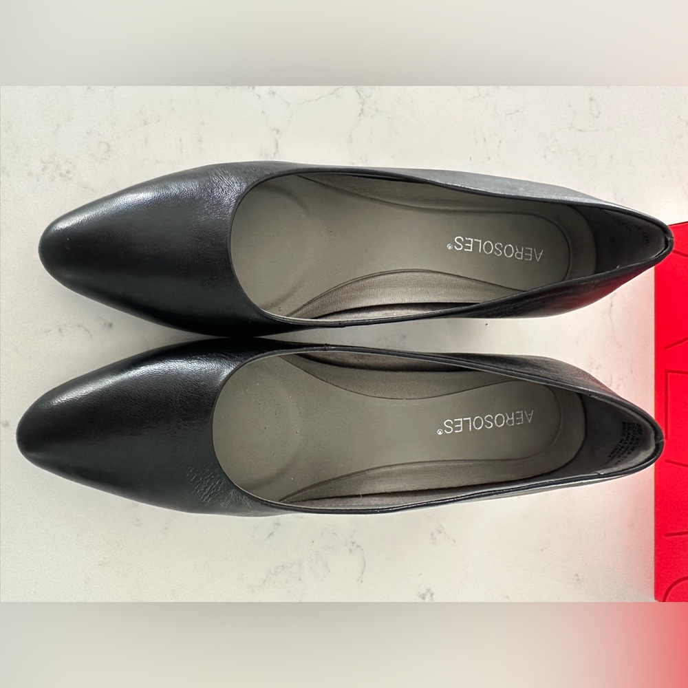 Womens Aerosoles Silver Star Black Leather Pump Size 8 - Picture 5 of 6